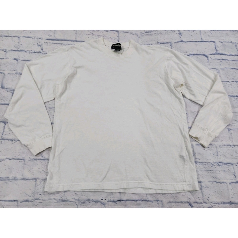 Eddie Bauer Long Sleeve T-Shirt MENS S White CottoB Minimalist Essential VTG USA